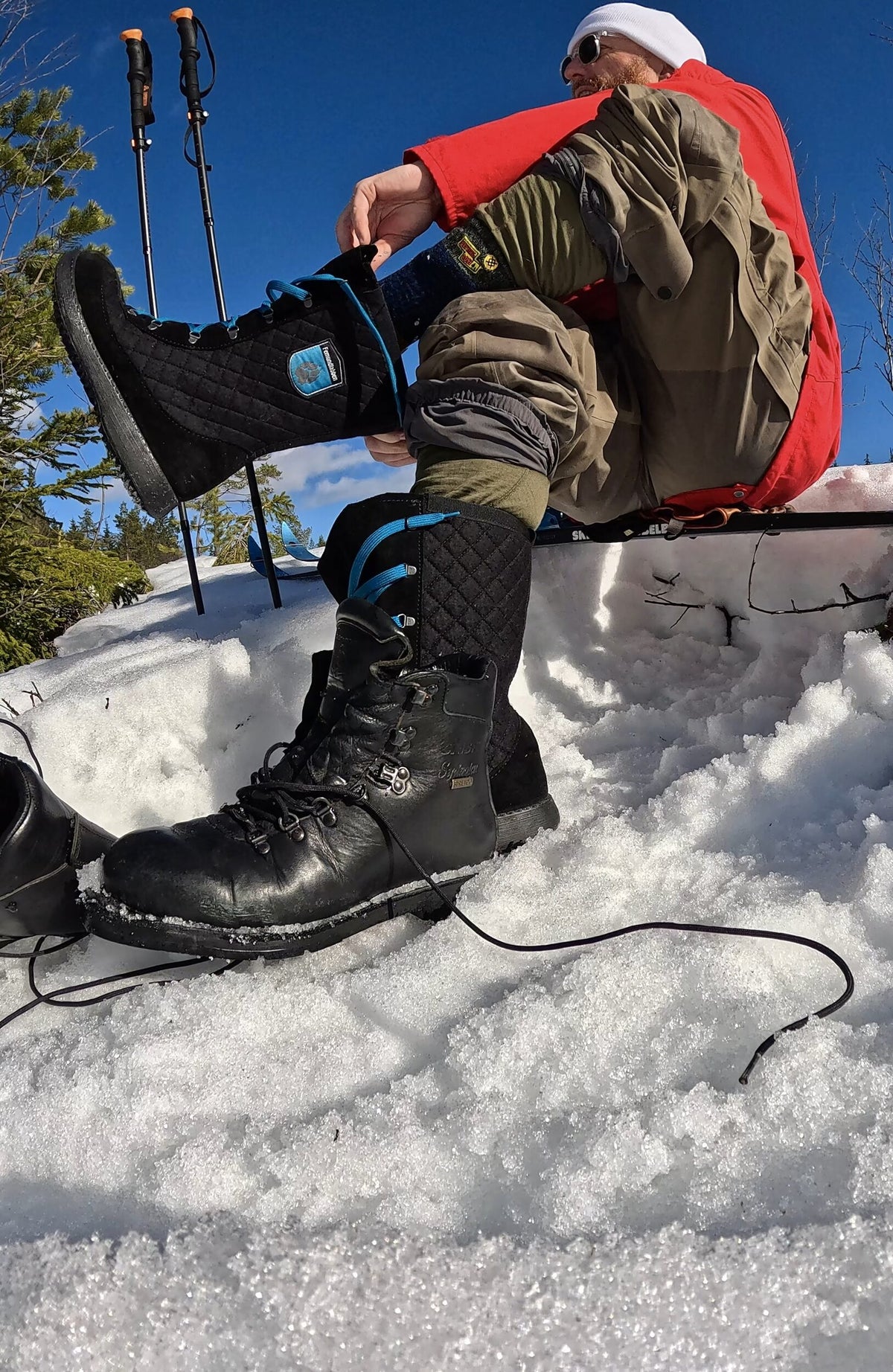Femundlabben i sort på skitur i snøen